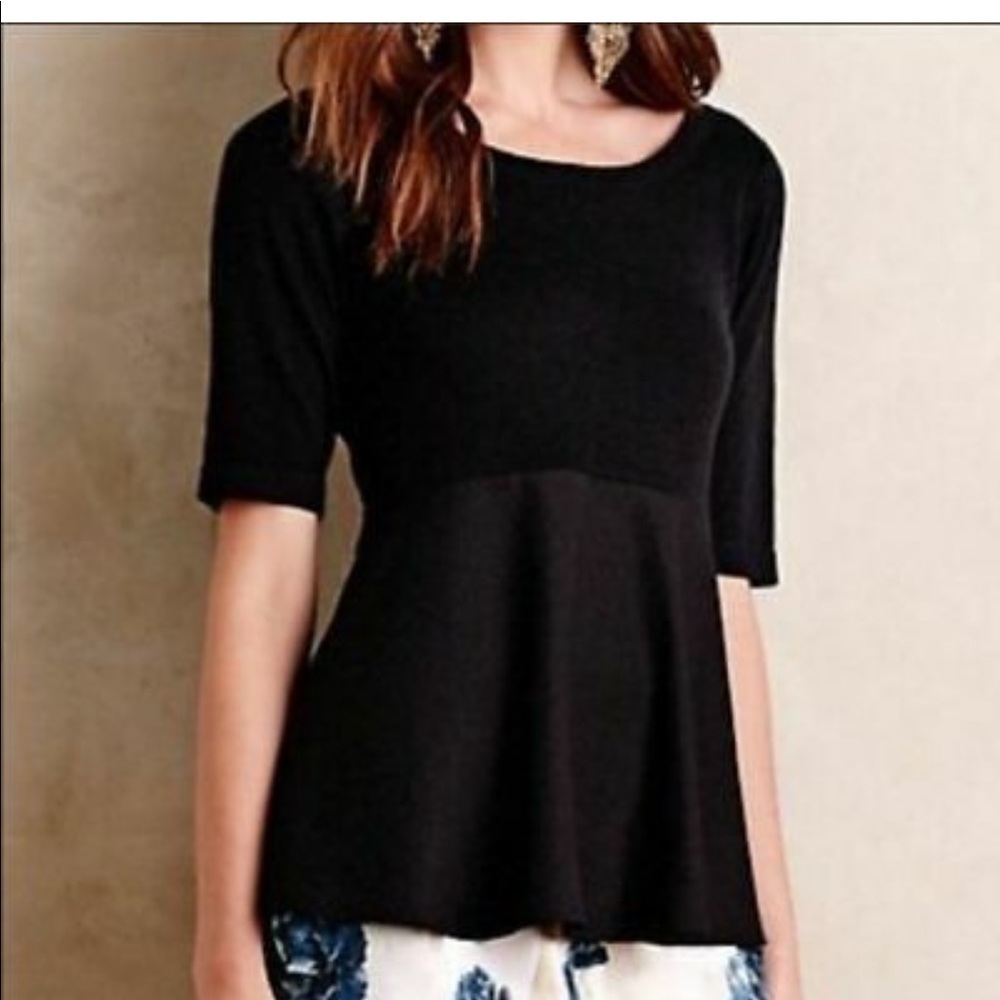NWOT Moth black long peplum short sleeve top